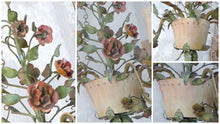 Load image into Gallery viewer, Gorgeous Italian Chandelier Wrought Iron Flowers Pot Foliage 1900 Suspension