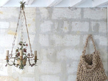 Load image into Gallery viewer, Gorgeous Italian Chandelier Wrought Iron Flowers Pot Foliage 1900 Suspension