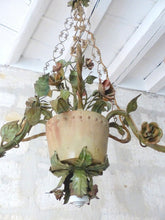 Load image into Gallery viewer, Gorgeous Italian Chandelier Wrought Iron Flowers Pot Foliage 1900 Suspension