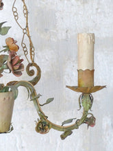 Load image into Gallery viewer, Gorgeous Italian Chandelier Wrought Iron Flowers Pot Foliage 1900 Suspension