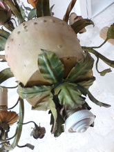 Load image into Gallery viewer, Gorgeous Italian Chandelier Wrought Iron Flowers Pot Foliage 1900 Suspension