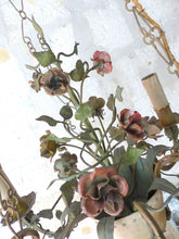 Load image into Gallery viewer, Gorgeous Italian Chandelier Wrought Iron Flowers Pot Foliage 1900 Suspension