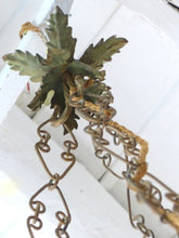 Load image into Gallery viewer, Gorgeous Italian Chandelier Wrought Iron Flowers Pot Foliage 1900 Suspension
