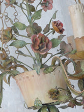 Load image into Gallery viewer, Gorgeous Italian Chandelier Wrought Iron Flowers Pot Foliage 1900 Suspension