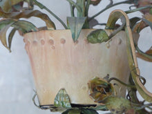 Load image into Gallery viewer, Gorgeous Italian Chandelier Wrought Iron Flowers Pot Foliage 1900 Suspension