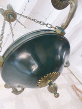 Load image into Gallery viewer, Antique French 4 Arms Ormolu Bronze Brass Tole Chandelier Ceiling Empire 19TH