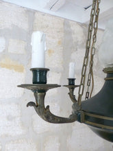 Load image into Gallery viewer, Antique French 4 Arms Ormolu Bronze Brass Tole Chandelier Ceiling Empire 19TH
