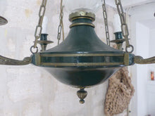 Load image into Gallery viewer, Antique French 4 Arms Ormolu Bronze Brass Tole Chandelier Ceiling Empire 19TH