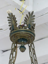 Load image into Gallery viewer, Antique French 4 Arms Ormolu Bronze Brass Tole Chandelier Ceiling Empire 19TH