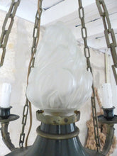 Load image into Gallery viewer, Antique French 4 Arms Ormolu Bronze Brass Tole Chandelier Ceiling Empire 19TH