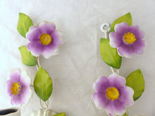 Load image into Gallery viewer, Charming Florentine PAIR Wall Light Enameld Metal Tole Flowers 1970 Italian
