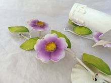 Load image into Gallery viewer, Charming Florentine PAIR Wall Light Enameld Metal Tole Flowers 1970 Italian