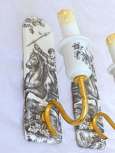 Load image into Gallery viewer, JOUY Vintage Porcelain de PARIS Plaque French Wall Light Sconce RARE Brass 1950