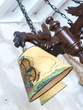 Load image into Gallery viewer, Large Vintage French Carved Wood Gothic Chimera Chandelier 6 Lights Gargoye 1950