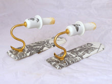 Load image into Gallery viewer, JOUY Vintage Porcelain de PARIS Plaque French Wall Light Sconce RARE Brass 1950