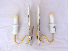 Load image into Gallery viewer, JOUY Vintage Porcelain de PARIS Plaque French Wall Light Sconce RARE Brass 1950