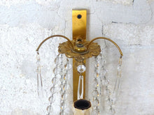 Load image into Gallery viewer, Vintage Large XL PAIR Wall Light Clear Crystal Drop Cup Beads 1960 RARE Sconce