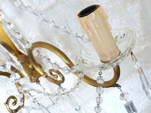 Load image into Gallery viewer, Vintage Large XL PAIR Wall Light Clear Crystal Drop Cup Beads 1960 RARE Sconce