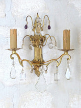 Load image into Gallery viewer, Antique Pair French Empire Wall Light Sconce 2 Lights Gilded Bronze brass 1900
