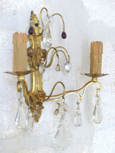 Load image into Gallery viewer, Antique Pair French Empire Wall Light Sconce 2 Lights Gilded Bronze brass 1900