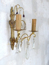 Load image into Gallery viewer, Antique Pair French Empire Wall Light Sconce 2 Lights Gilded Bronze brass 1900