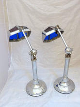 Load image into Gallery viewer, OMG Rare Pair Desk Lamp PIROUETT Art Deco Bauhaus 1930 - Red & Blue Light