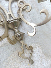Load image into Gallery viewer, RARE Antique PAIR French Louis XIII Wall Light Sconce 2 Light Tinned Bronze 1920