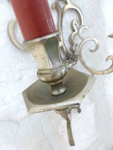 Load image into Gallery viewer, RARE Antique PAIR French Louis XIII Wall Light Sconce 2 Light Tinned Bronze 1920