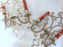 Load image into Gallery viewer, RARE Antique PAIR French Louis XIII Wall Light Sconce 2 Light Tinned Bronze 1920