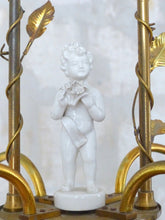 Load image into Gallery viewer, OMG Set French Antique Bronze  Chandelier Pair Sconces Porcelain Cherub Foliage