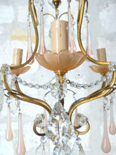 Load image into Gallery viewer, Antique Chandelier Peachy PINK Opaline Drops Cup Beads 1930 MURANO RARE 3 Fires