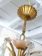 Load image into Gallery viewer, Antique Chandelier Peachy PINK Opaline Drops Cup Beads 1930 MURANO RARE 3 Fires