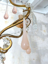 Load image into Gallery viewer, Antique Chandelier Peachy PINK Opaline Drops Cup Beads 1930 MURANO RARE 3 Fires