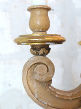 Load image into Gallery viewer, Gorgeous Vintage Italian 5 Arms Gilded Carved Wood Chandelier Candlestick 1950
