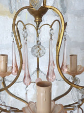 Load image into Gallery viewer, Antique Chandelier Peachy PINK Opaline Drops Cup Beads 1930 MURANO RARE 3 Fires