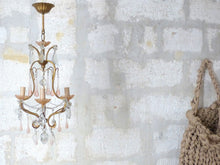 Load image into Gallery viewer, Antique Chandelier Peachy PINK Opaline Drops Cup Beads 1930 MURANO RARE 3 Fires