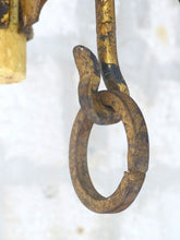 Load image into Gallery viewer, Gorgeous French Medieval Gothic Style Chandelier Ceiling 1900 Gilded Iron Wax