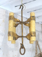 Load image into Gallery viewer, Gorgeous French Medieval Gothic Style Chandelier Ceiling 1900 Gilded Iron Wax