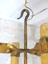 Load image into Gallery viewer, Gorgeous French Medieval Gothic Style Chandelier Ceiling 1900 Gilded Iron Wax