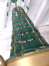Load image into Gallery viewer, Gorgeous Green Emerald Glass Murano Gilt brass Chandelier Ceiling RARE 1930