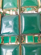 Load image into Gallery viewer, Gorgeous Green Emerald Glass Murano Gilt brass Chandelier Ceiling RARE 1930