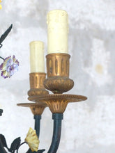 Load image into Gallery viewer, French Antique Bronze Louis XVI Chandelier Porcelain Flowers Ribbon Foliage 1900