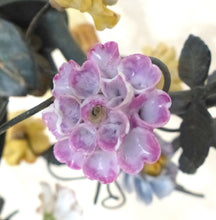 Load image into Gallery viewer, French Antique Bronze Louis XVI Chandelier Porcelain Flowers Ribbon Foliage 1900