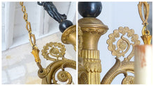Load image into Gallery viewer, 19tTH Antique French 6 Arms Ormolu Bronze Chandelier Crystal Ceiling CharlesX