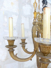 Load image into Gallery viewer, 19tTH Antique French 6 Arms Ormolu Bronze Chandelier Crystal Ceiling CharlesX