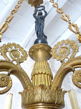 Load image into Gallery viewer, 19tTH Antique French 6 Arms Ormolu Bronze Chandelier Crystal Ceiling CharlesX