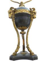 Load image into Gallery viewer, Tripod Antique Table Desk Lamp Gilded Bronze Ram Goat mask Tole 19TH Louis XVI