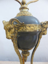 Load image into Gallery viewer, Tripod Antique Table Desk Lamp Gilded Bronze Ram Goat mask Tole 19TH Louis XVI
