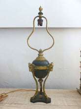 Load image into Gallery viewer, Tripod Antique Table Desk Lamp Gilded Bronze Ram Goat mask Tole 19TH Louis XVI