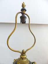 Load image into Gallery viewer, Tripod Antique Table Desk Lamp Gilded Bronze Ram Goat mask Tole 19TH Louis XVI